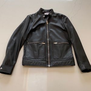 Reiss Men’s Leather Racer Jacket Size Medium